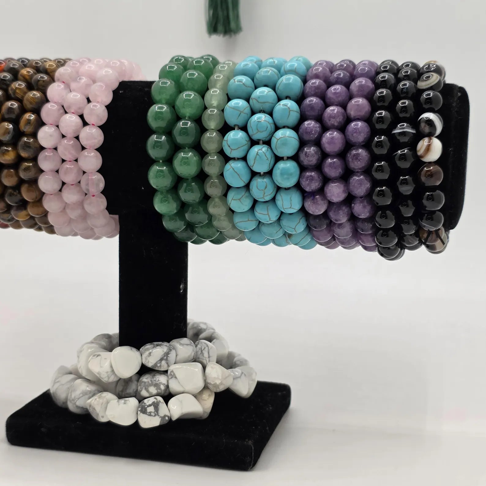 27 Mixed Gemstone Bracelets, Wholesale Crystal Bracelet Lot
