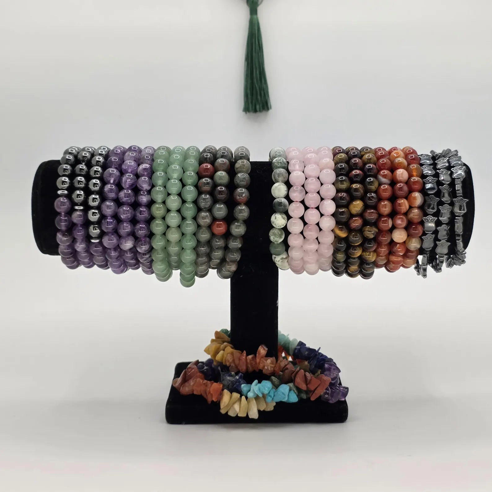 28 Mixed Gemstone Bracelets, Wholesale Crystal Bracelet Lot