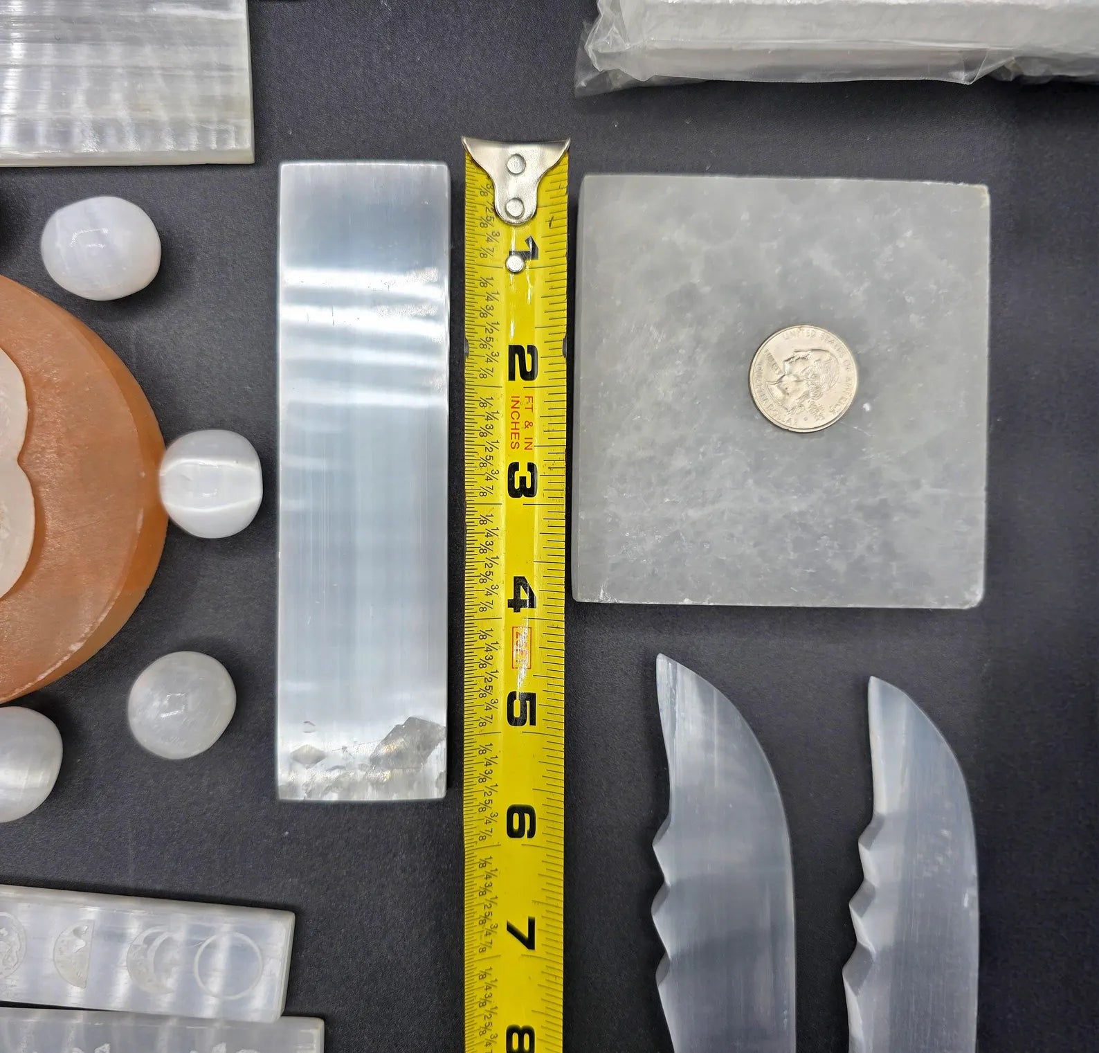 32 Pcs Selenite Variety Lot - Carvings, Slabs, Sticks Clearance One of A Kind