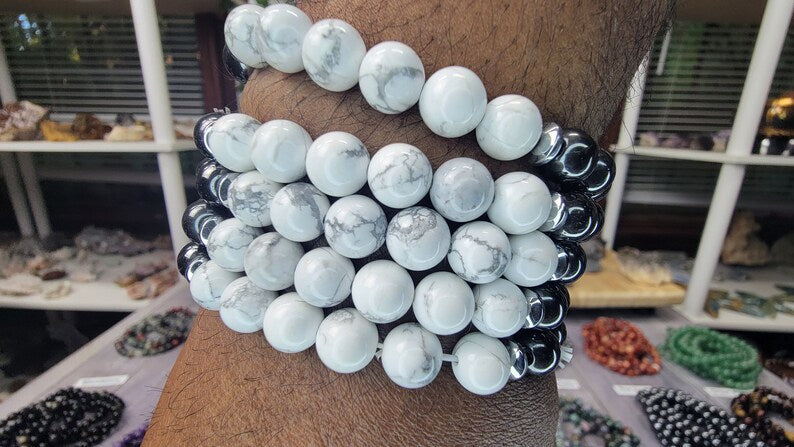 Howlite + Hematite Bracelet - Balance & Stability - 8mm