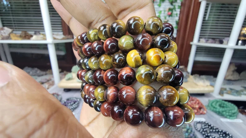 Red + Yellow Tiger Eye Bracelet - 8mm