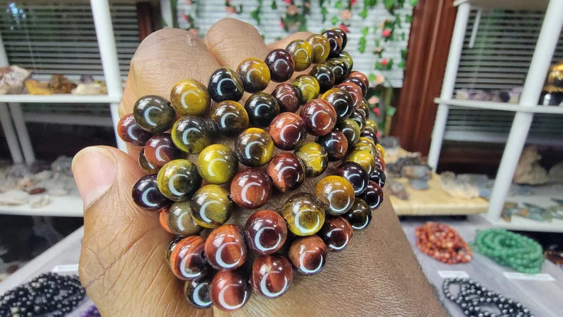 Red + Yellow Tiger Eye Bracelet - 8mm