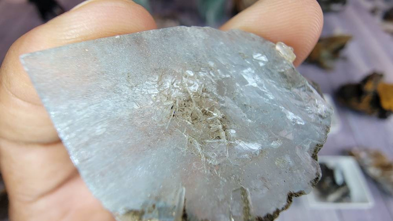 Rare Blue Barite Crystal with Rainbow from Morocco