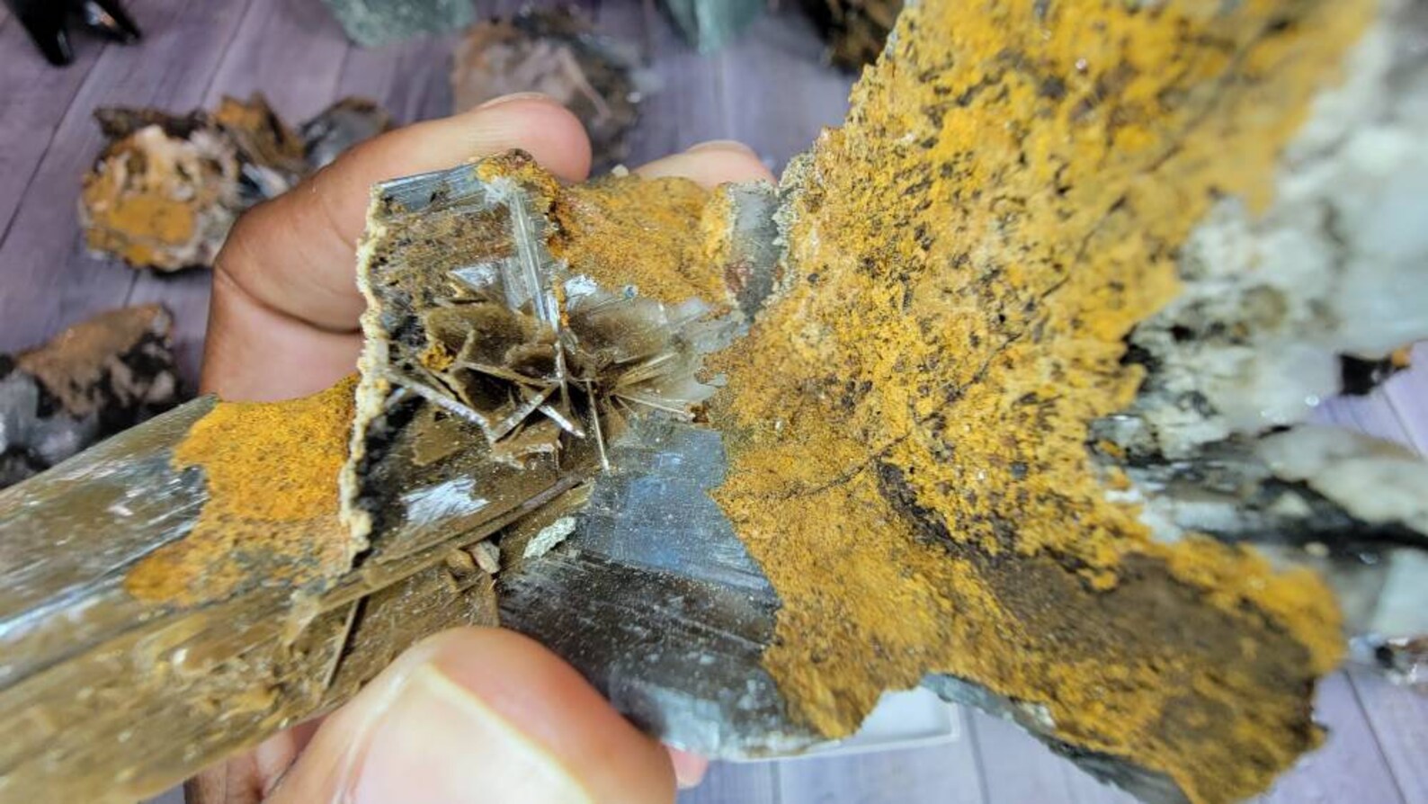 Rare Blue Barite Crystal with Rainbow in Matrix from Morocco