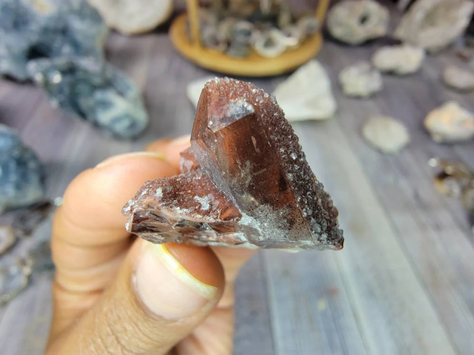 Unique Mini Red Quartz Crystal Cluster from Morocco