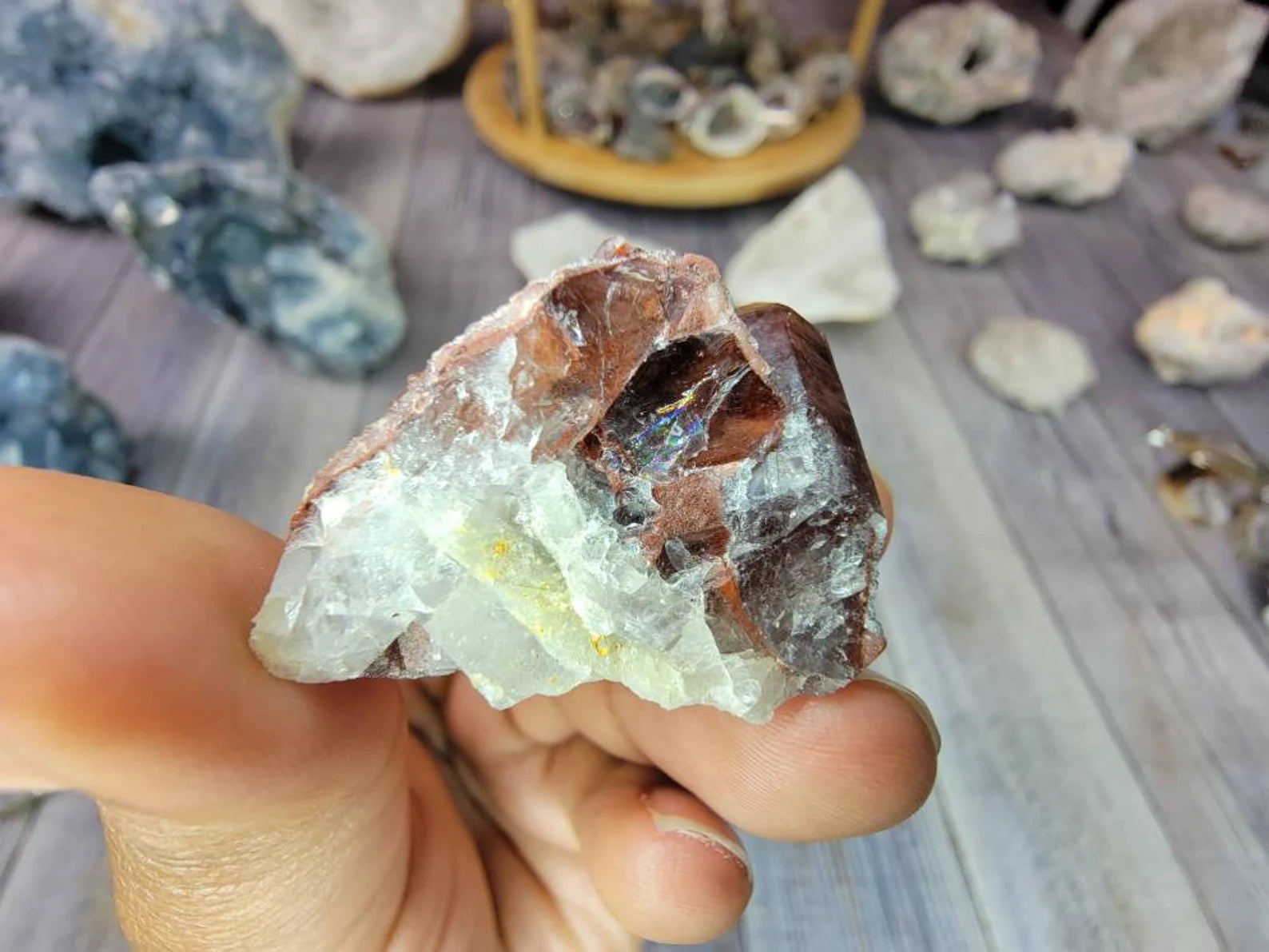 Unique Mini Red Quartz Crystal Cluster from Morocco