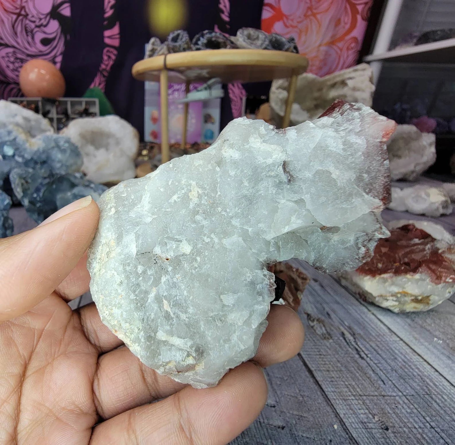 Large Deep Red Quartz Crystal Cluster from Morocco