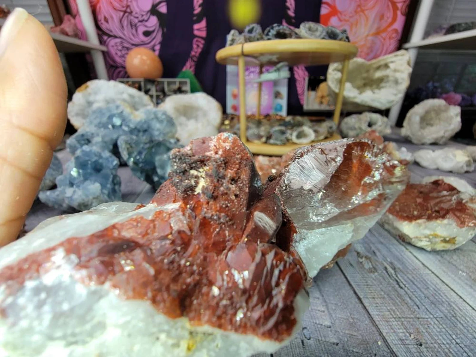 Large Deep Red Quartz Crystal Cluster from Morocco