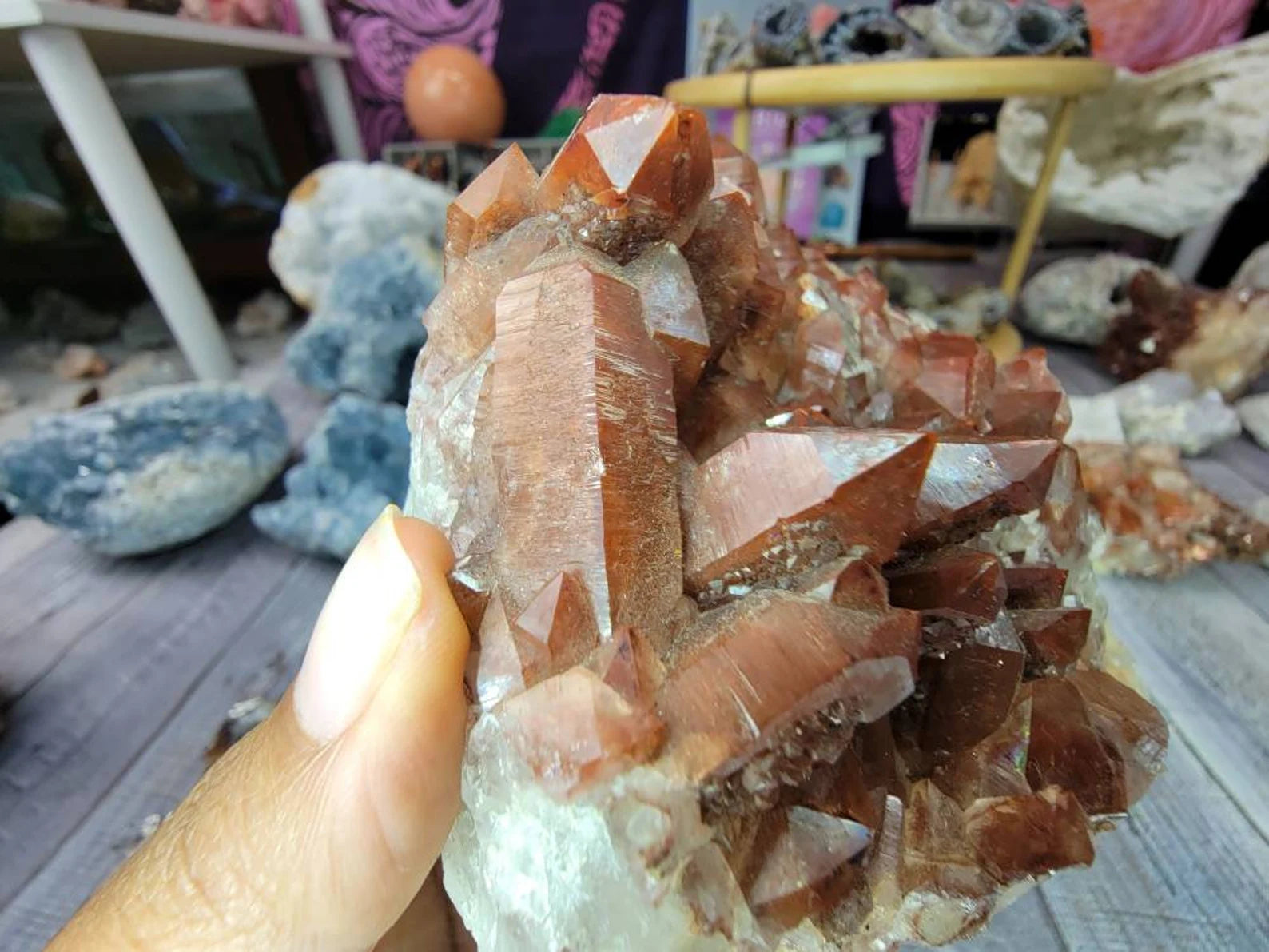 Large Chunky Red Quartz Crystal Cluster from Morocco