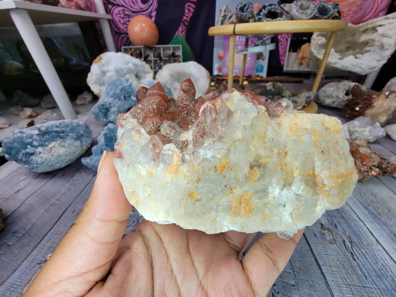 Large Chunky Red Quartz Crystal Cluster from Morocco