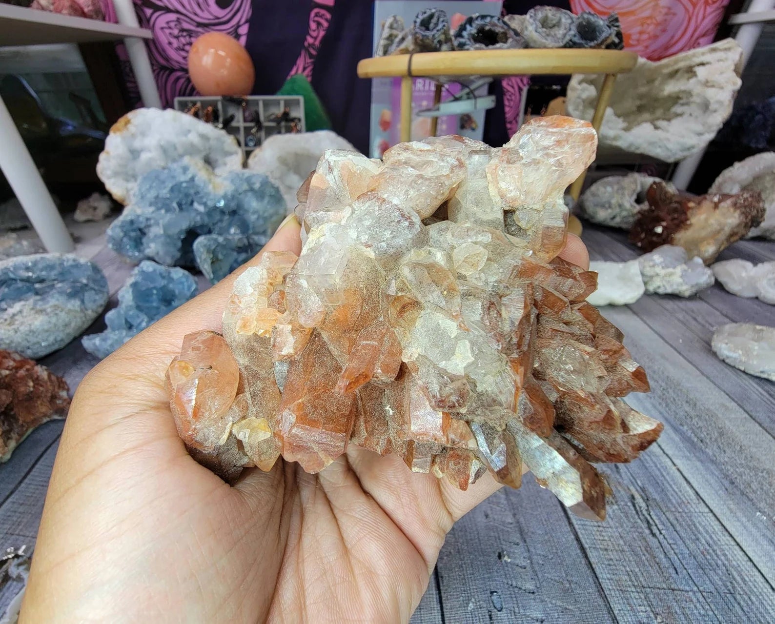 Shiny Red Quartz Crystal Cluster from Morocco