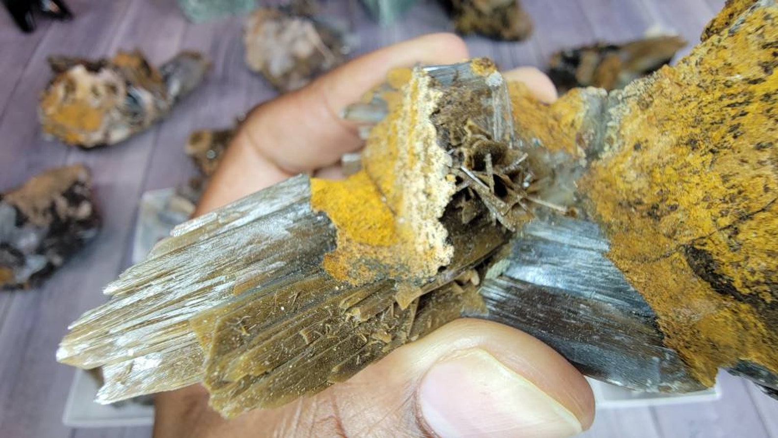 Rare Blue Barite Crystal with Rainbow in Matrix from Morocco