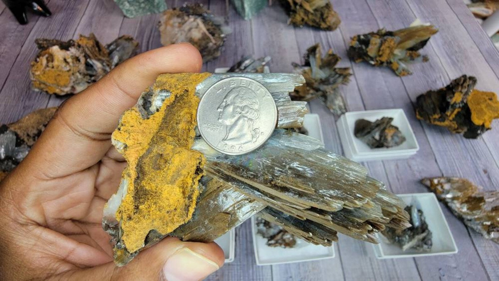 Rare Blue Barite Crystal with Rainbow in Matrix from Morocco