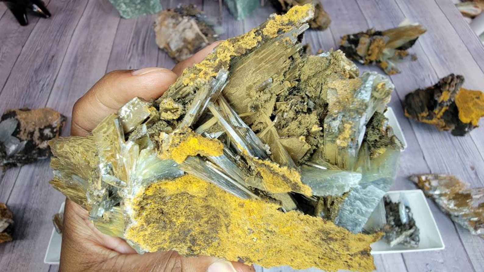 Rare Blue Barite Crystal with Rainbow in Matrix from Morocco