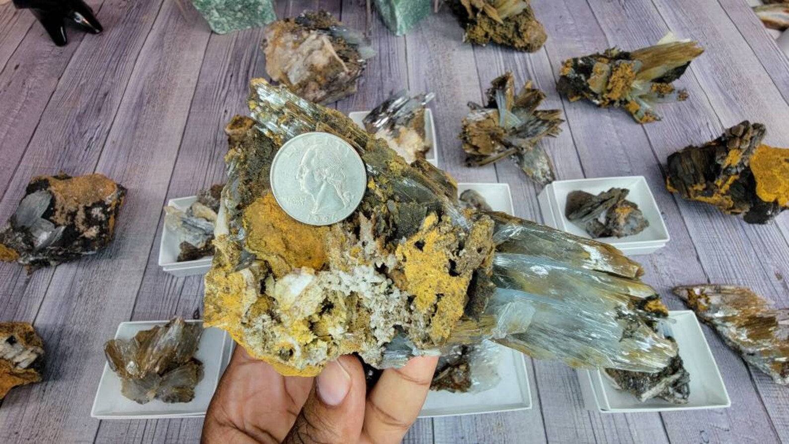 Rare Blue Barite Crystal with Rainbow in Matrix from Morocco