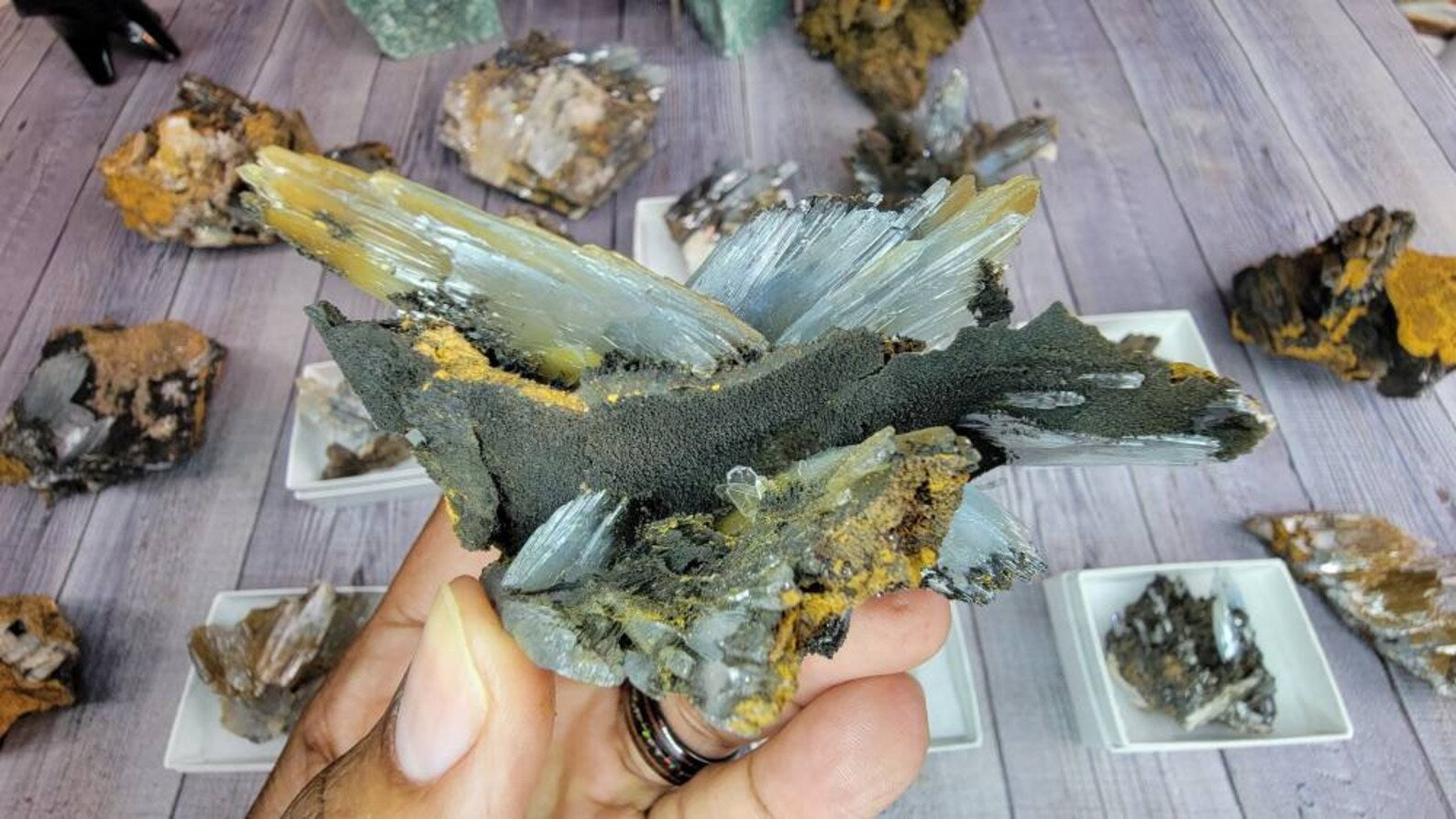Rare Blue Barite Crystal in Matrix from Morocco