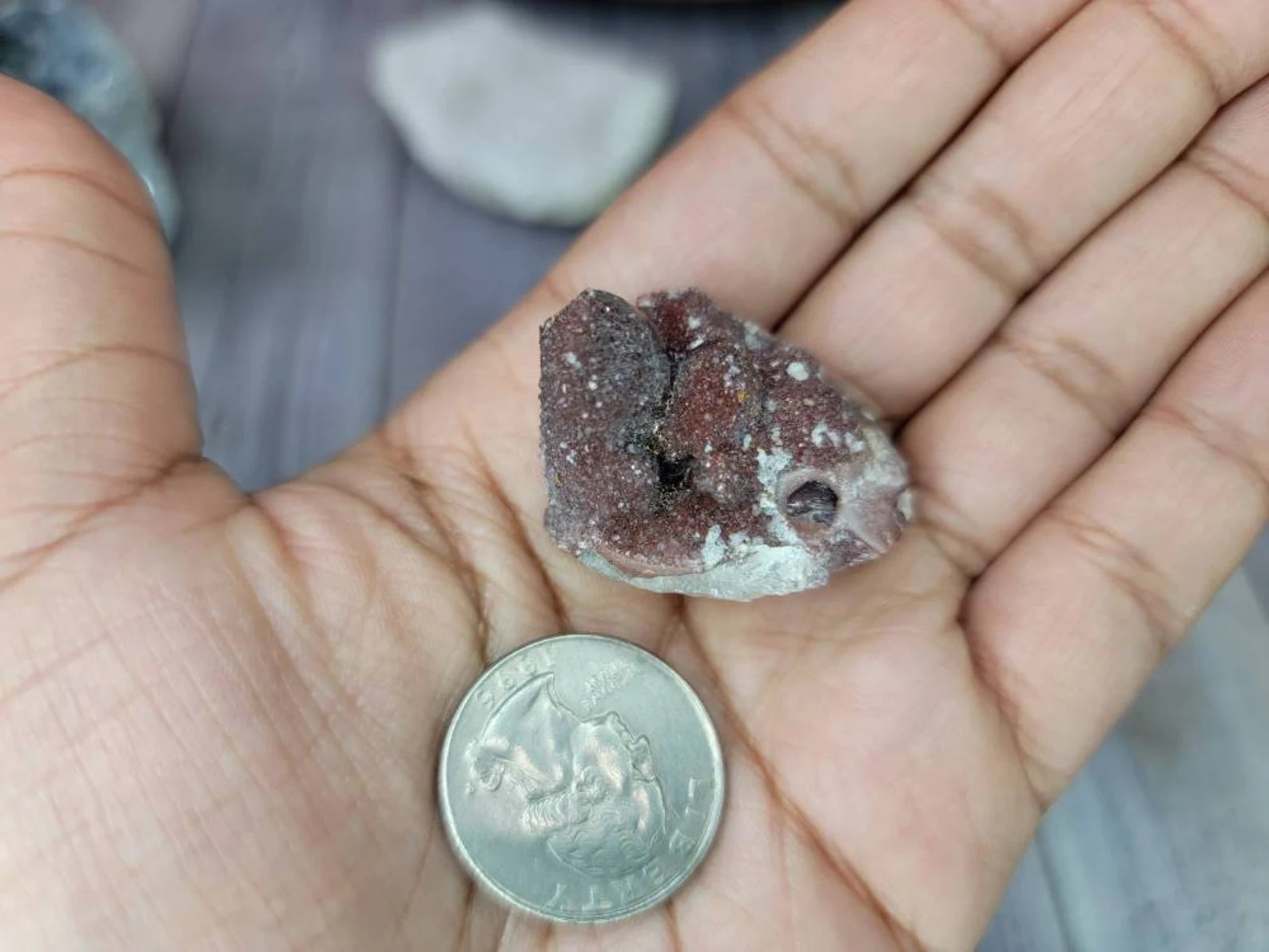 Unique Mini Red Quartz Crystal Cluster from Morocco