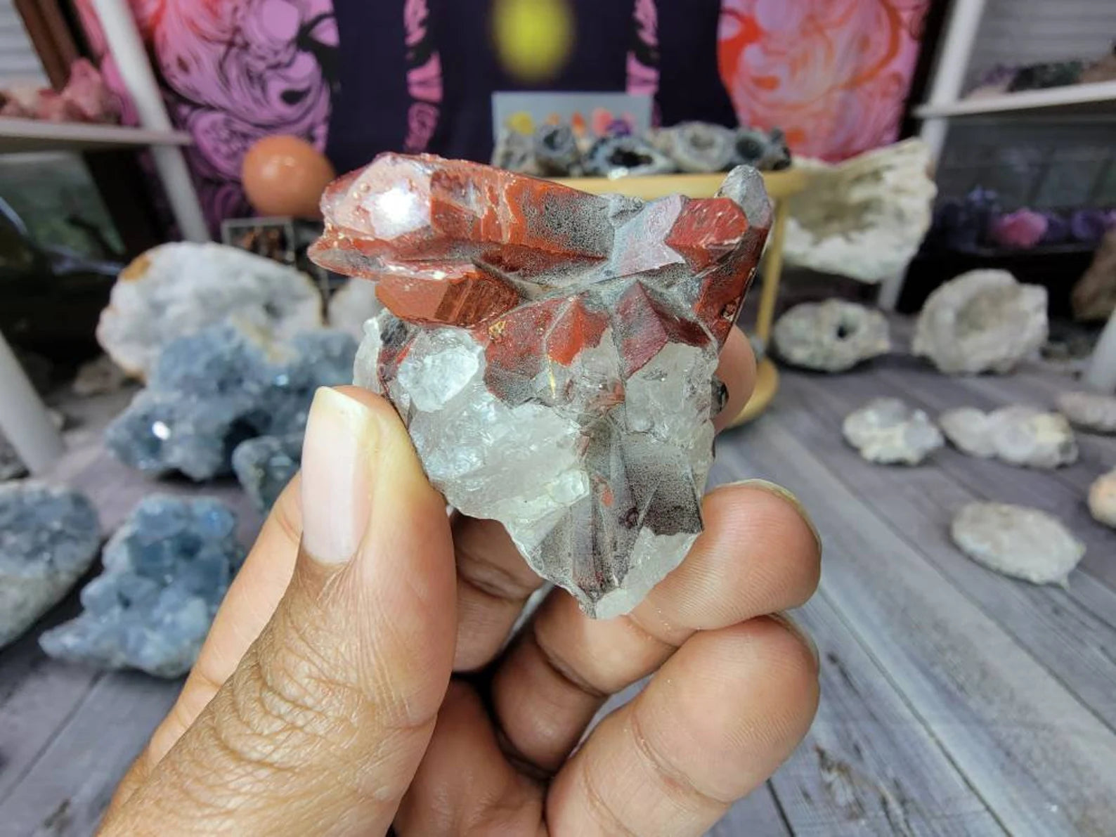 Pretty Mini Red Quartz Crystal Cluster from Morocco