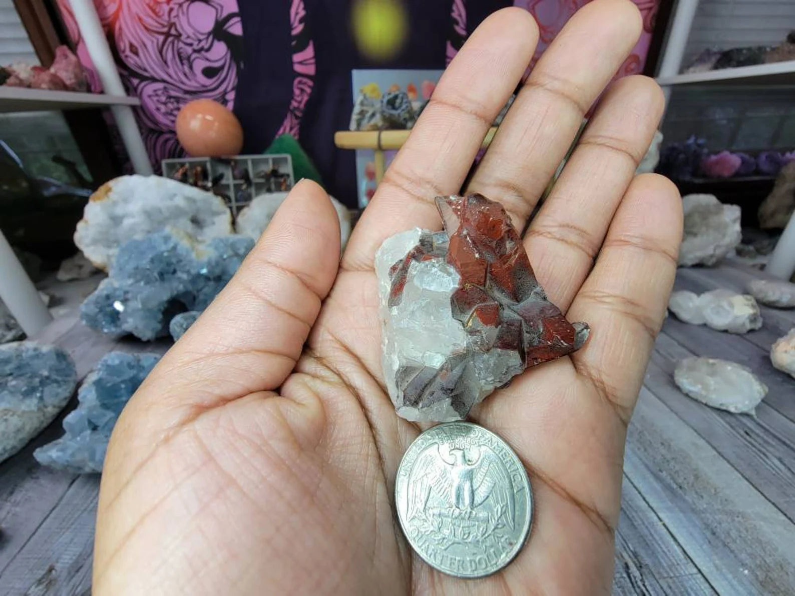 Pretty Mini Red Quartz Crystal Cluster from Morocco