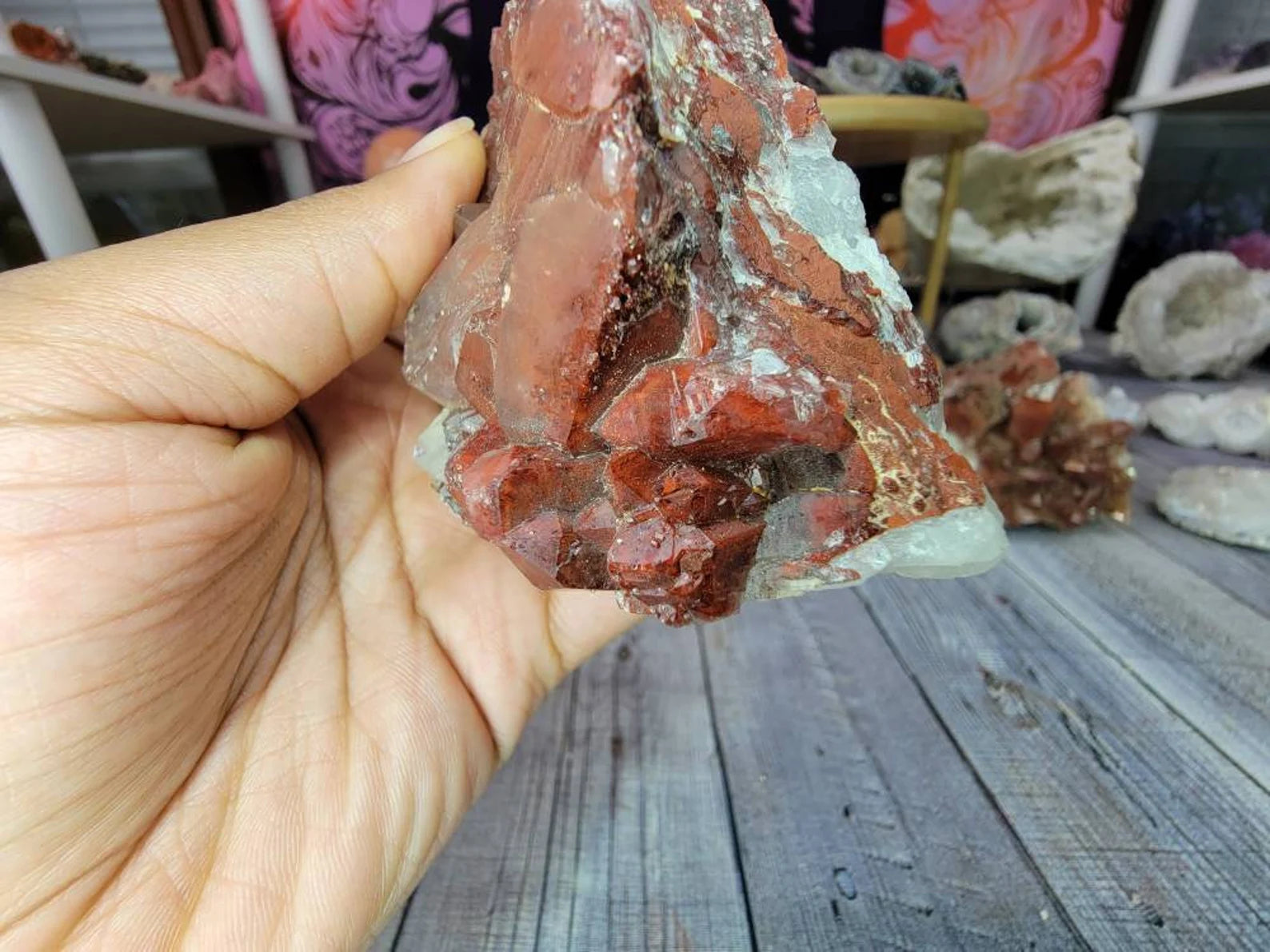 Deep Red Quartz Crystal Cluster