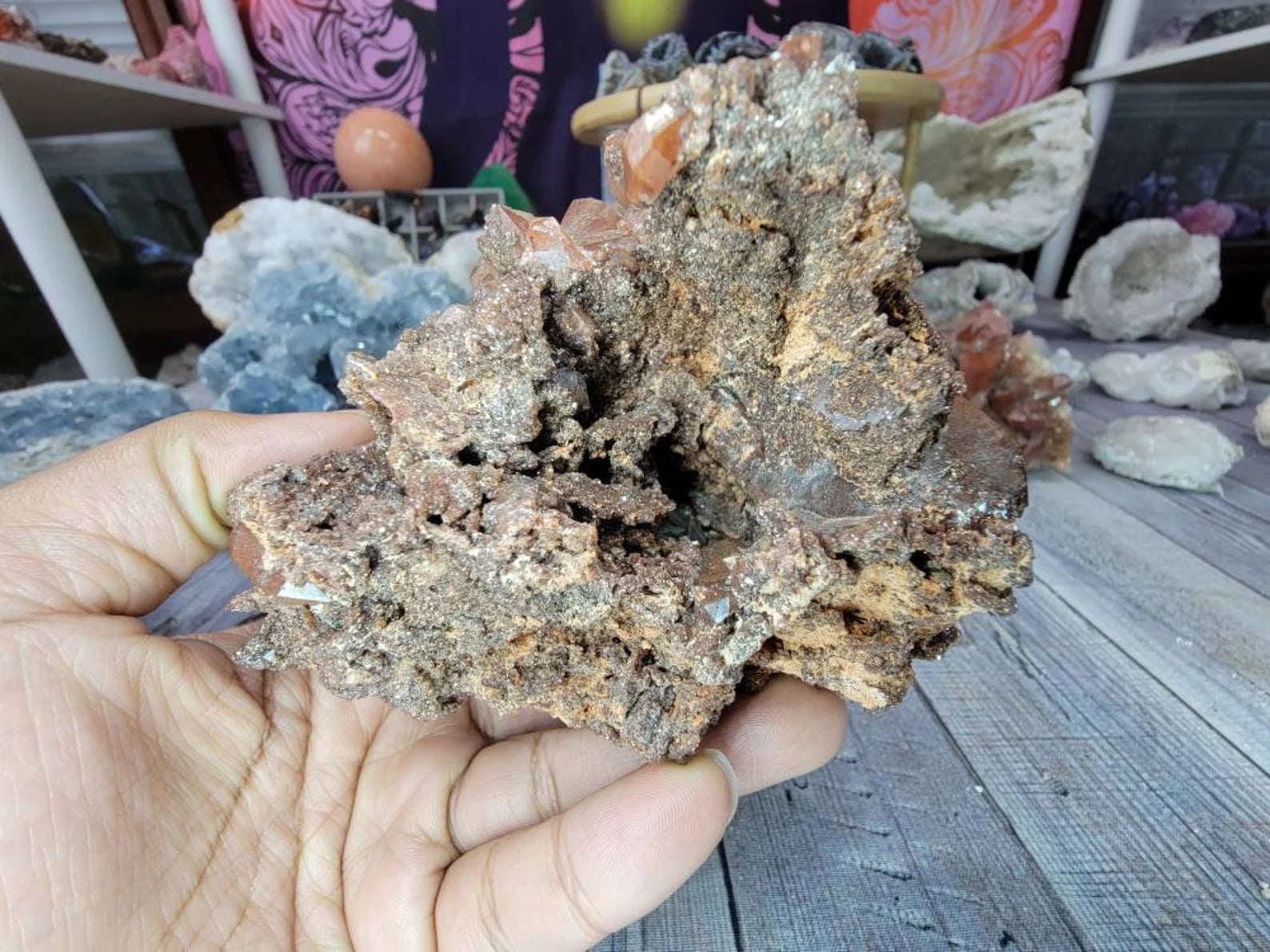 Large Druzy Red Quartz Crystal Cluster from Morocoo