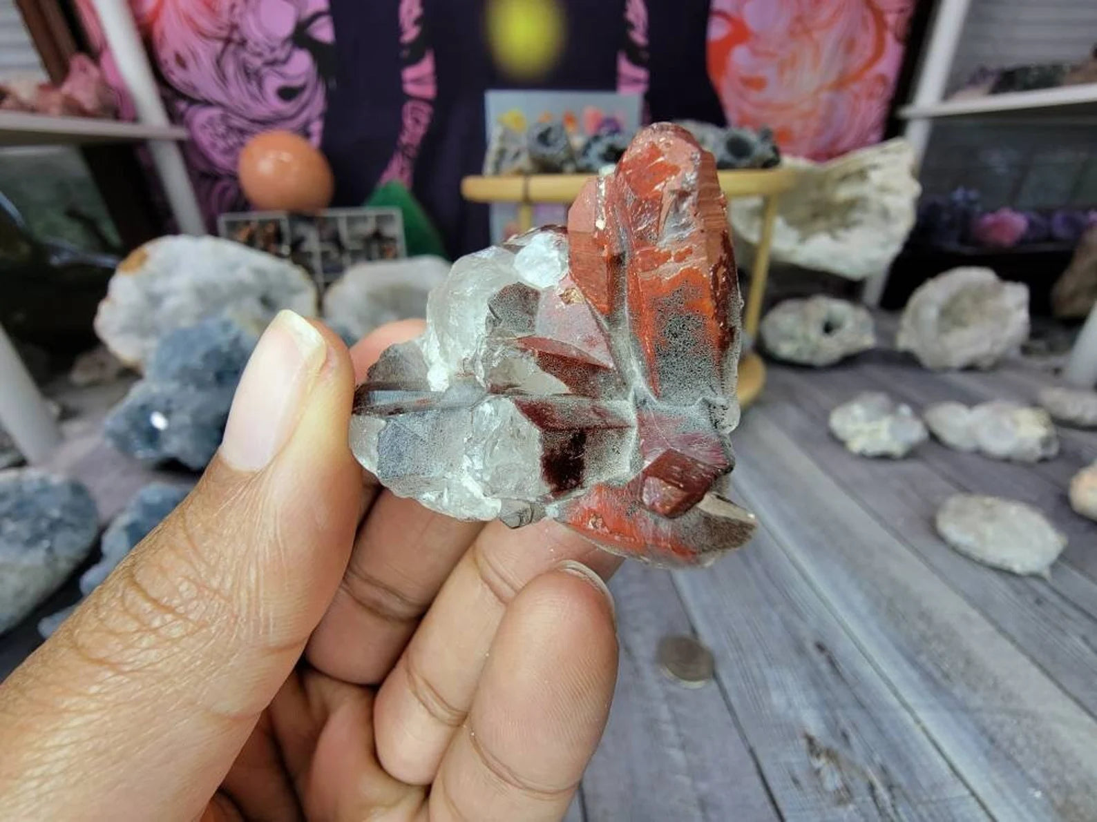 Pretty Mini Red Quartz Crystal Cluster from Morocco