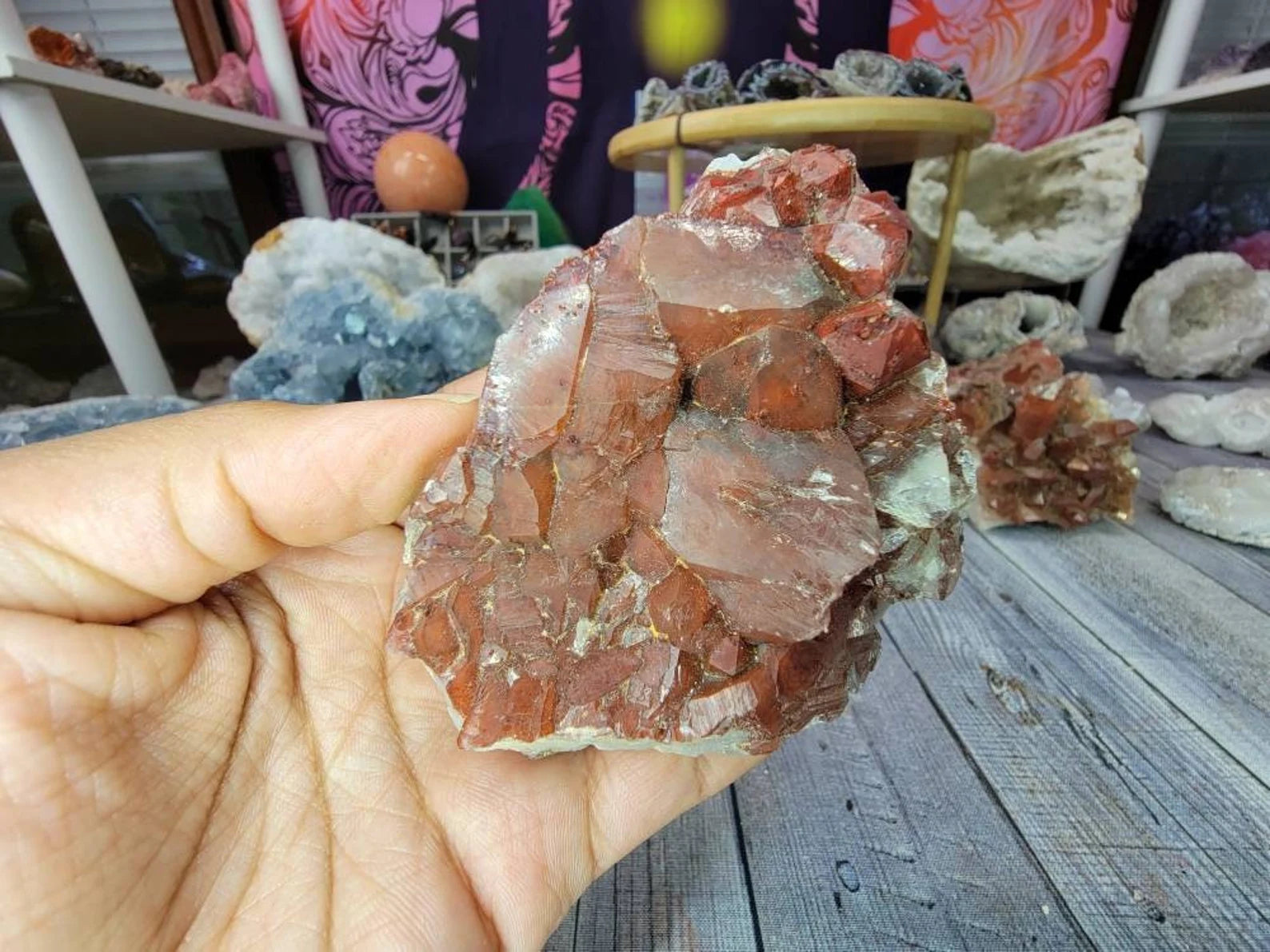 Deep Red Quartz Crystal Cluster