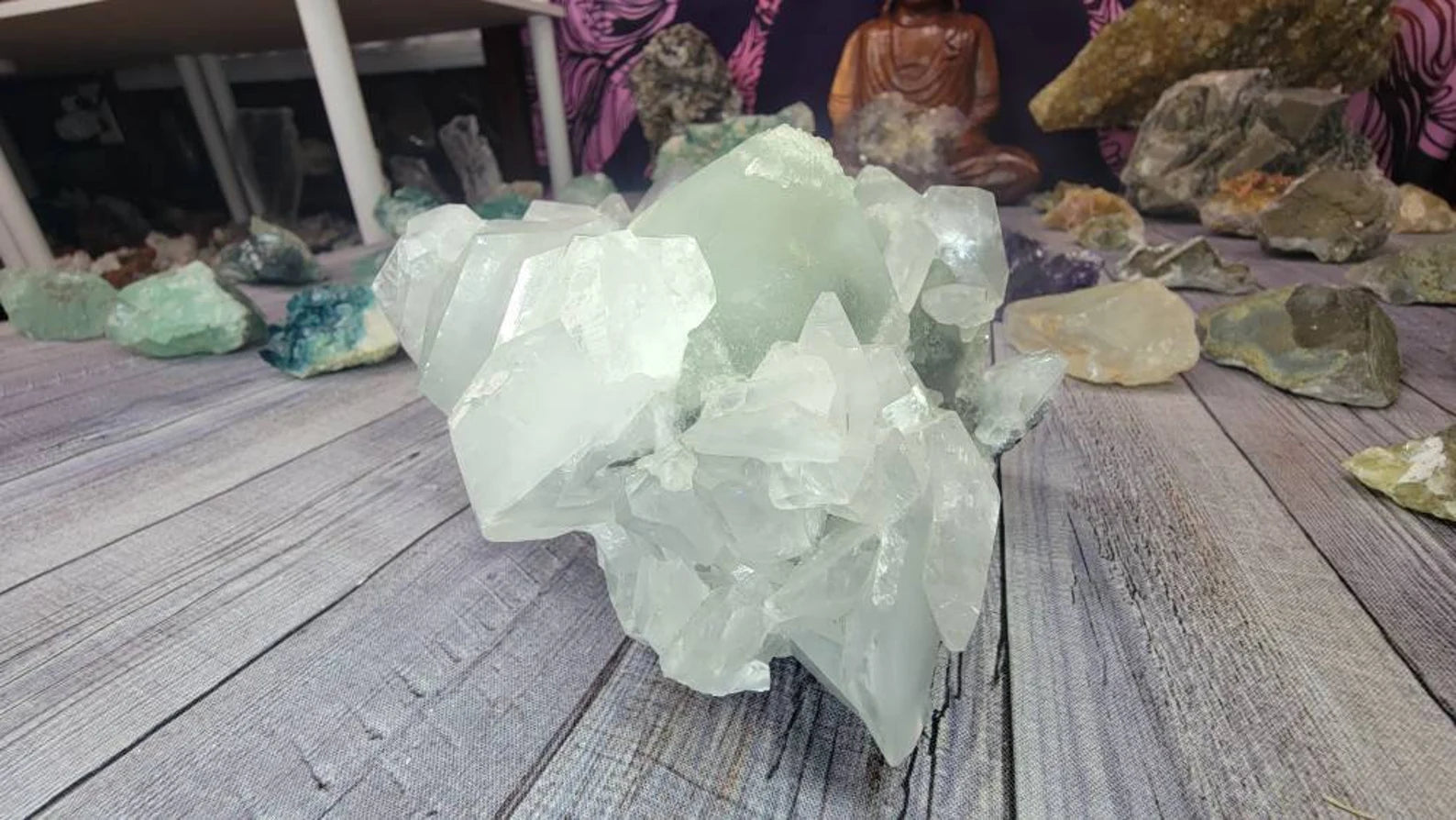 Very Rare Octahedral Fluorite with Shiny Calcite Blades Specimen from China