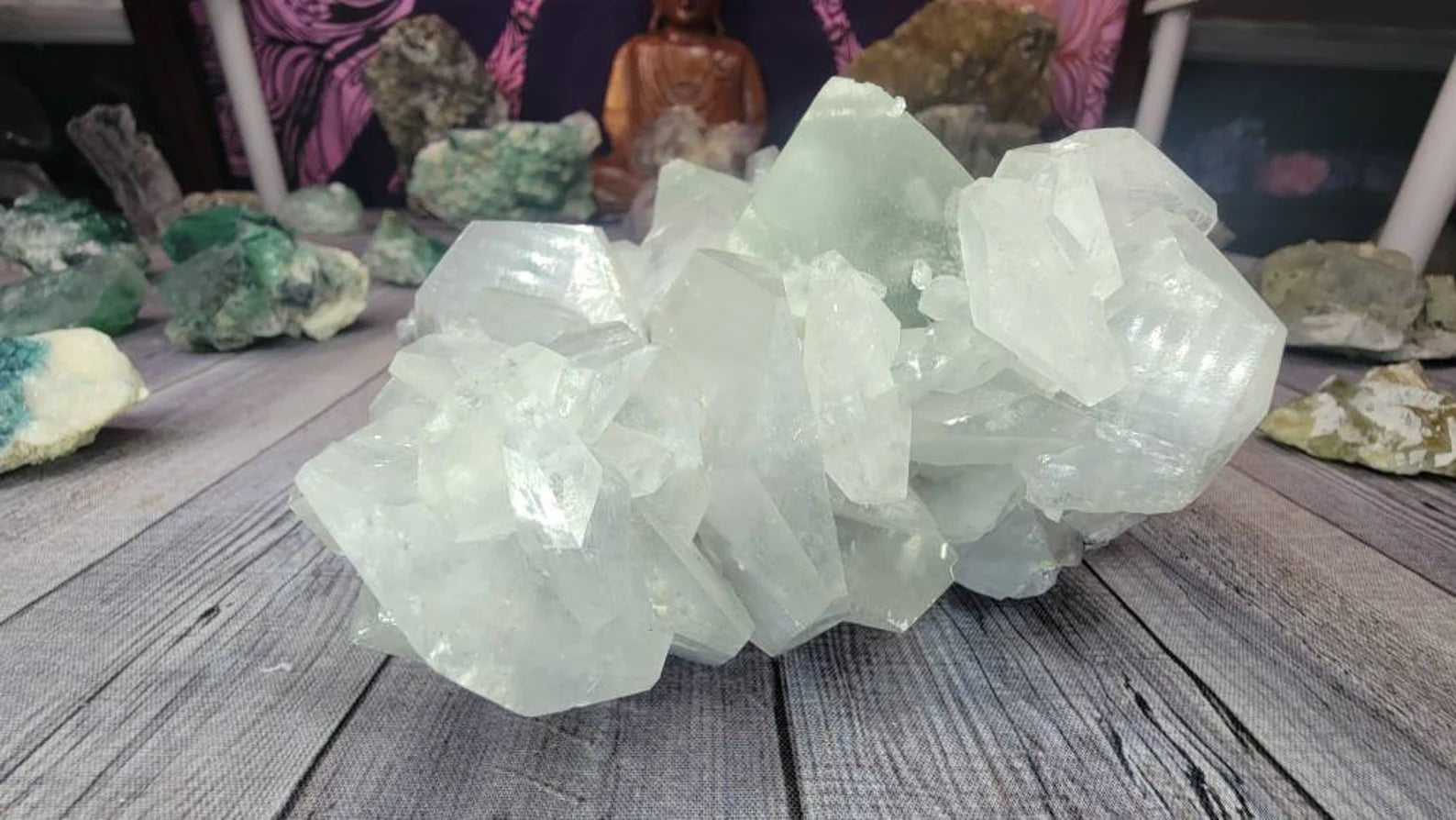 Very Rare Octahedral Fluorite with Shiny Calcite Blades Specimen from China