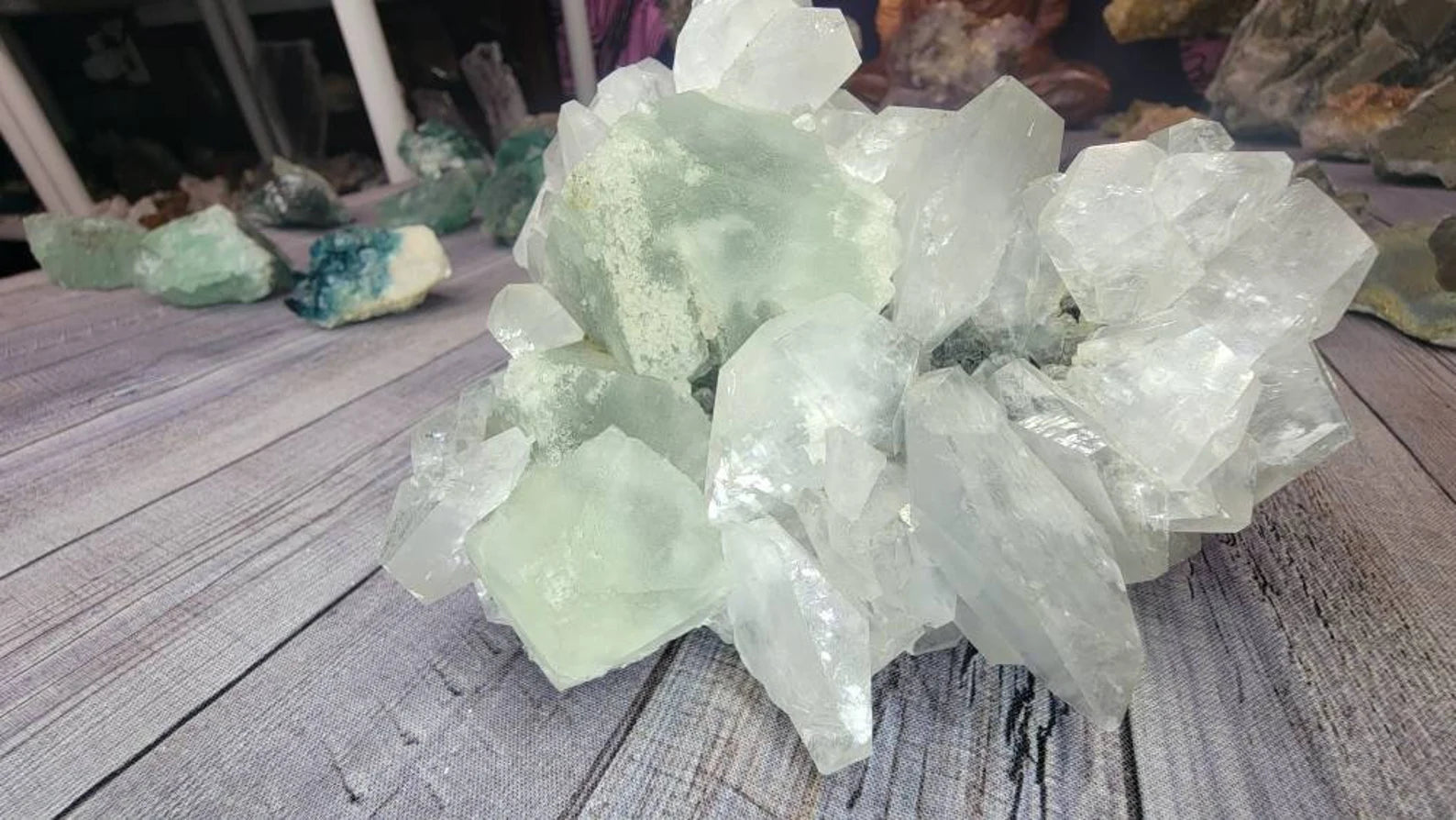 Very Rare Octahedral Fluorite with Shiny Calcite Blades Specimen from China