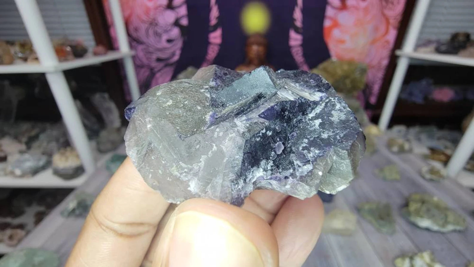 Purple Cubic Fluorite Chunk from Mexico