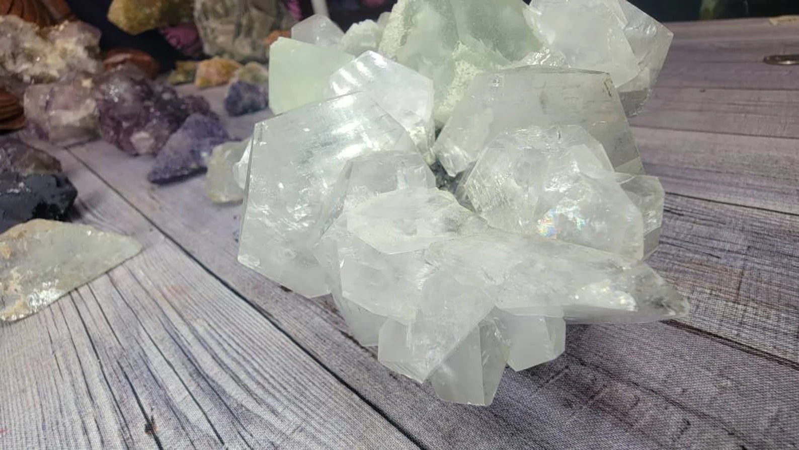 Very Rare Octahedral Fluorite with Shiny Calcite Blades Specimen from China