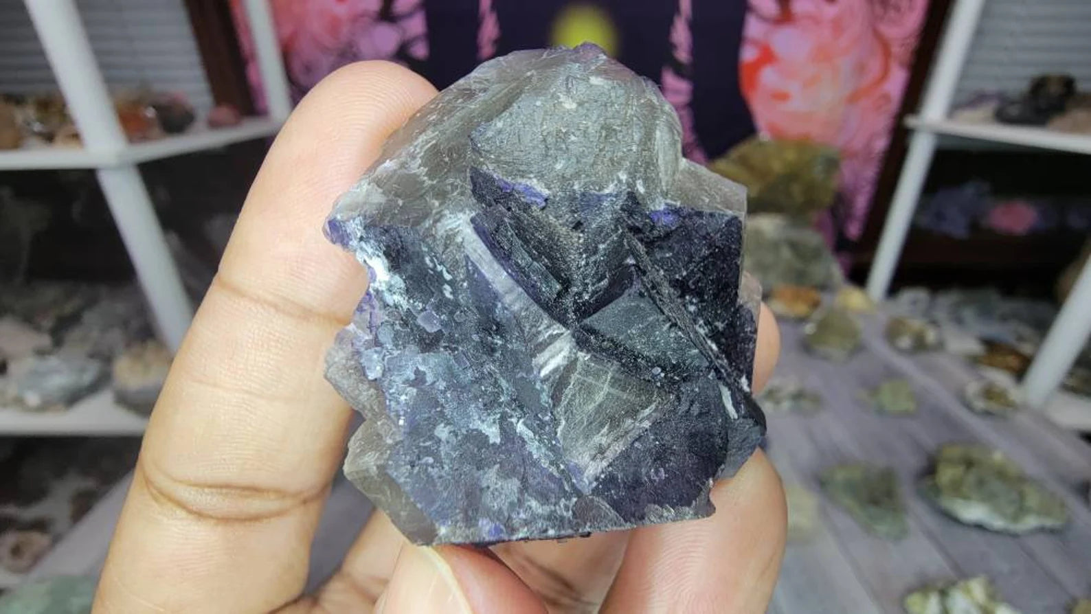 Purple Cubic Fluorite Chunk from Mexico