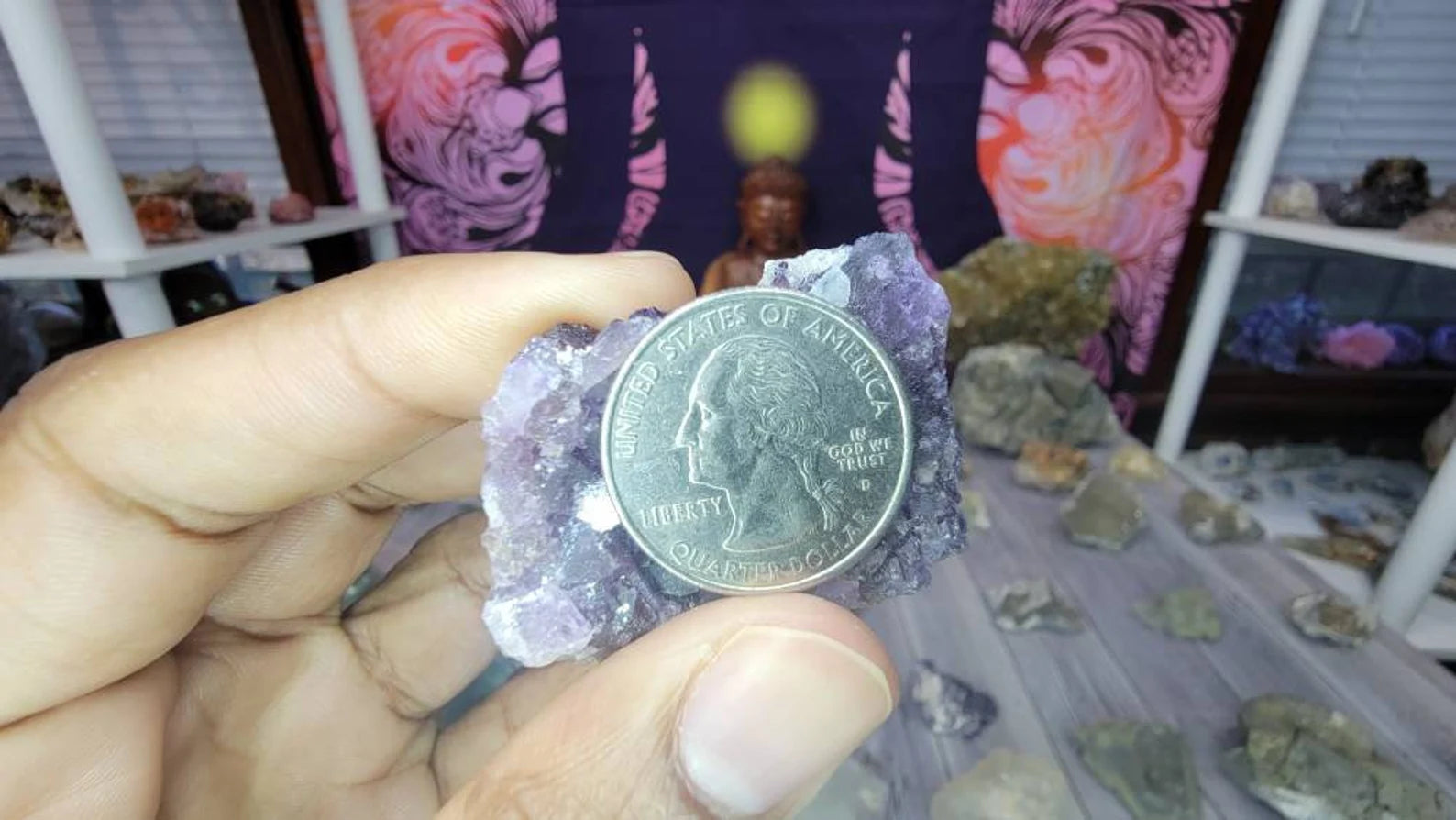 Tiny Cubes on Purple Fluorite Chunk from Mexico