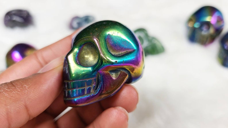 Small Titanium Quartz Skulls Rainbow