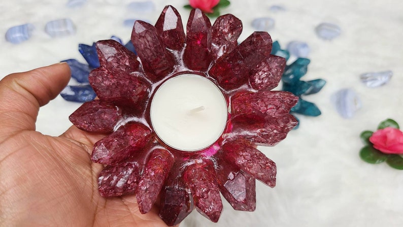 Dyed Quartz Candle Holder