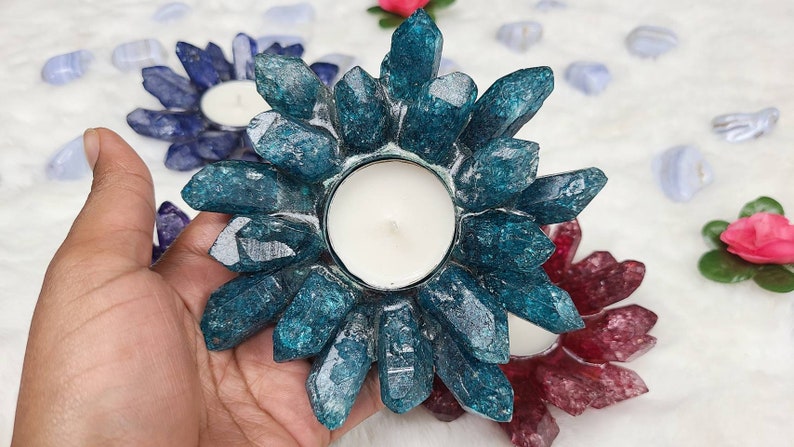 Dyed Quartz Candle Holder