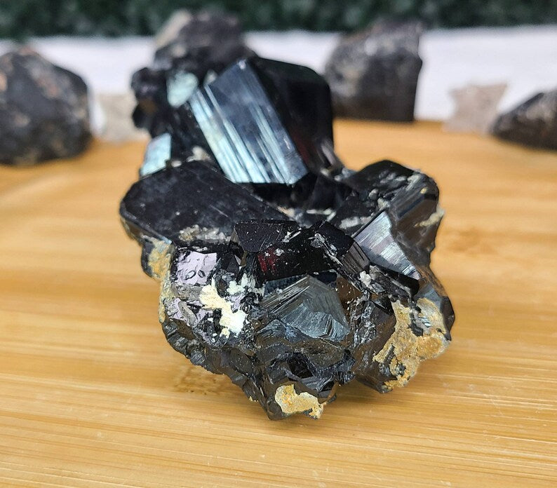 Shiny Schorl Tourmaline Specimen with Smoky Quartz Inclusions