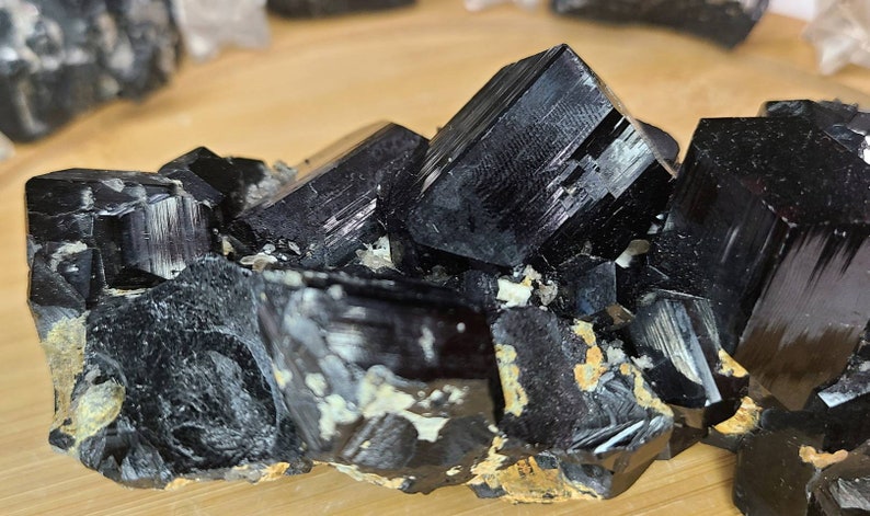 Shiny Schorl Tourmaline Specimen with Smoky Quartz Inclusions