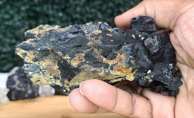 Shiny Schorl Tourmaline Specimen with Smoky Quartz Inclusions