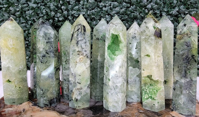 Druzy Prehnite Towers with Epidote Inclusions Choose Your Own