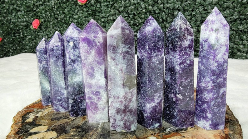 Purple Galaxy Lepidolite Towers Points