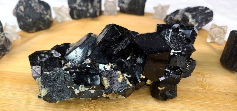 Shiny Schorl Tourmaline Specimen with Smoky Quartz Inclusions