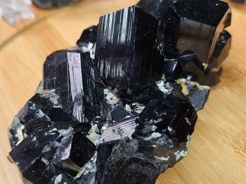 Shiny Schorl Tourmaline Specimen with Smoky Quartz Inclusions