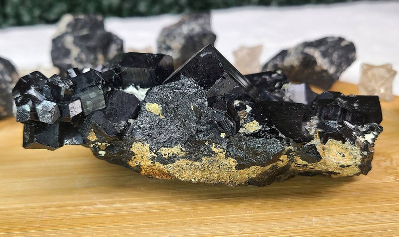 Shiny Schorl Tourmaline Specimen with Smoky Quartz Inclusions