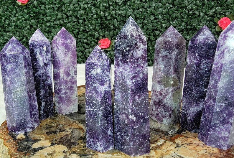 Purple Galaxy Lepidolite Towers Points