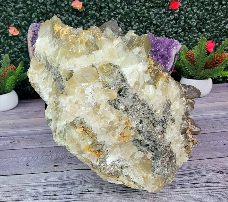 Giant 18LB Orange & Grey Dogtooth Calcite Cluster