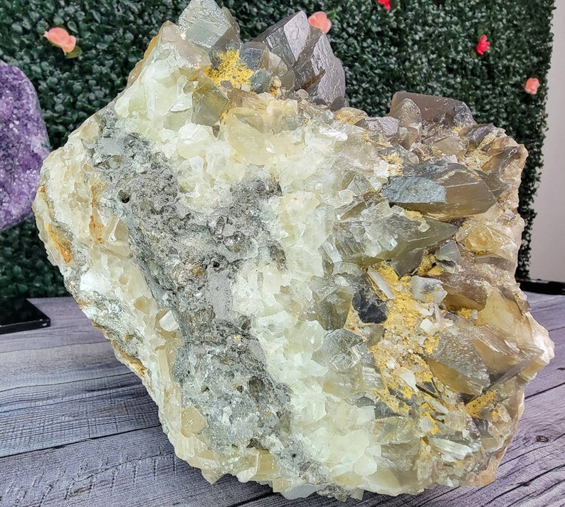 Giant 18LB Orange & Grey Dogtooth Calcite Cluster