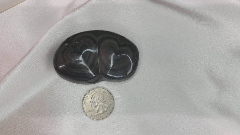 Rainbow Obsidian Double Twin Hearts Carving