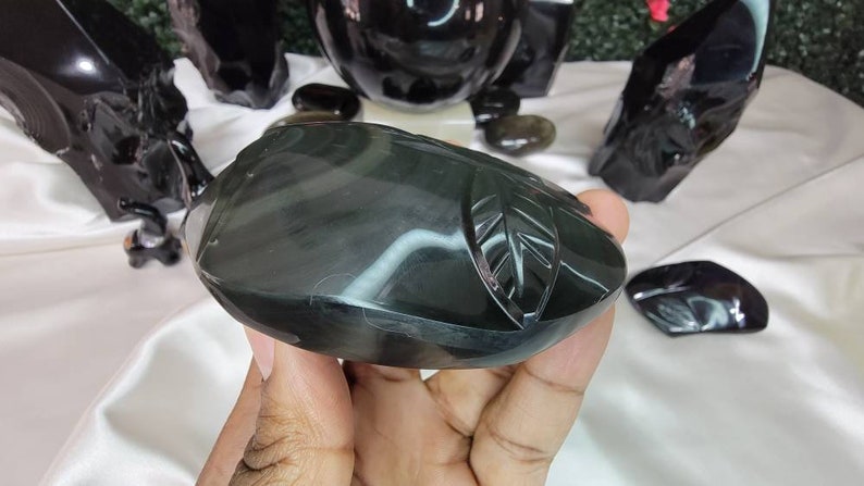 Unique Rainbow Obsidian Rose Flower Carving